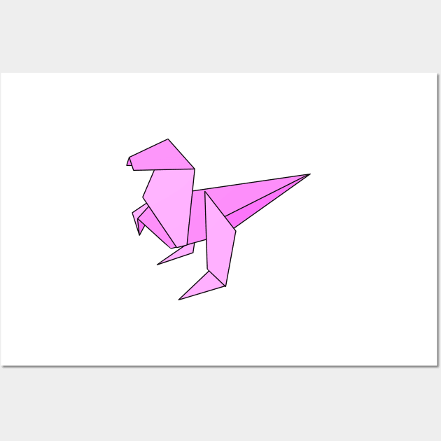 Pink origami dinosaur Wall Art by CalliesArt